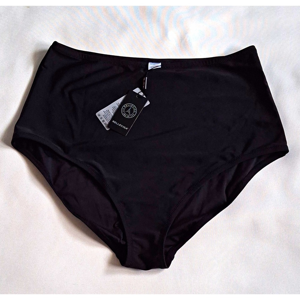 RELLECIGA Women's Black High Rise Brief Panties Size L Seamless Stretch